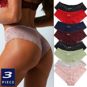 3 Pack Sexy Lace Panties Women Fashion Cozy Thongs Lingerie Underwear Knickers