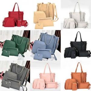 Vasya Trade bags 4PCS/Set Women Ladies Fashion PU Handbag Leather Shoulder Tote Bag Satchel Purse