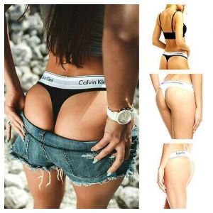 Calvin Klein Women&#039;s TWIN PACK Underwears THONGS STRINGS Stretch Elastane Cotton